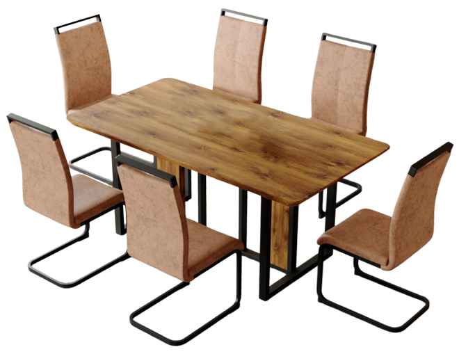 Streamdale 67" Wood Dining Table Set with 6 Brown Chairs