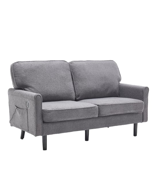 Streamdale Mid Century Modern Loveseat Sofa with Usb (Gray)