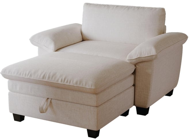 Streamdale 51" Beige Chenille Chaise Lounge with Ottoman & Storage