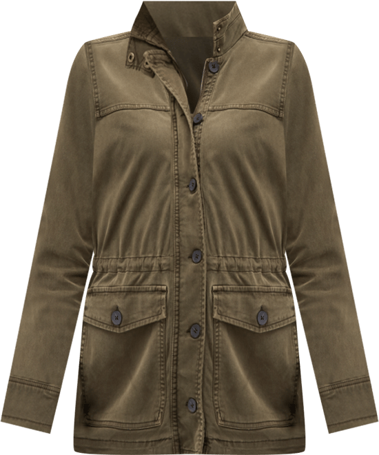 Women's Zipper and Button Cargo Jacket