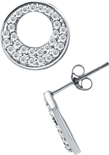 Cubic Zirconia Pave Open Circle Stud Earrings in Sterling Silver, Exclusively at Macy's