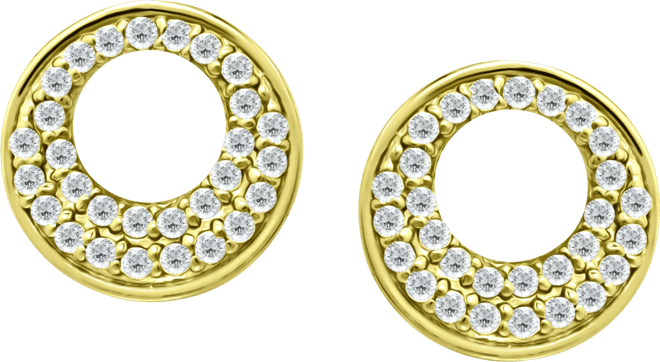 Cubic Zirconia Pave Open Circle Stud Earrings in Sterling Silver, Exclusively at Macy's