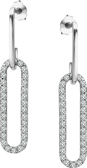 Cubic Zirconia Oval Paperclip Link Drop Earrings, Exclusively at Macy's
