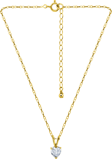 Cubic Zirconia Heart Pendant Necklace in 18k Gold-Plated Sterling Silver (also in Sterling Silver), 16" + 2" extender, Exclusively at Ma