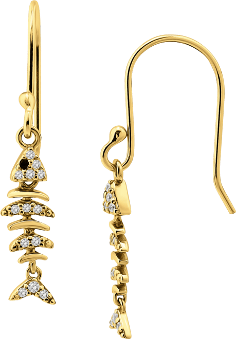 Pave Fish Drop Earrings in 18k Gold-Plated Sterling Silver (also in Sterling Silver), Exclusively at Macy's