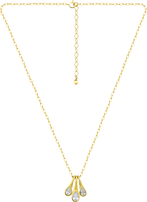Cubic Zirconia Pear Trio Pendant Necklace, 16" + 2" extender, Exclusively at Macy's