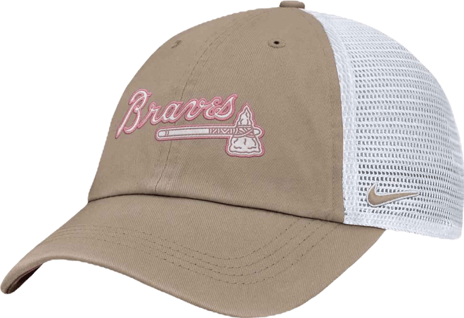 Men's and Women's Khaki/White Atlanta Braves Club Trucker Adjustable Hat