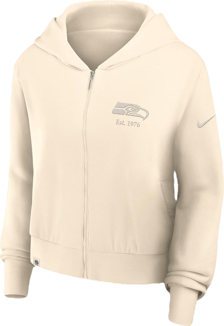 Women's Cream Seattle Seahawks Glory Cropped Full-Zip Hoodie