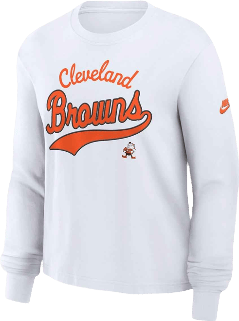 Women's&nbsp;White Cleveland Browns Essential Long Sleeve Boxy T-Shirt