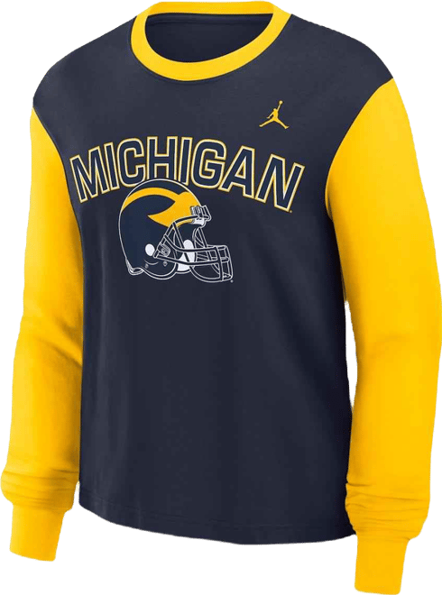 Women's&nbsp;College Navy Michigan Wolverines Boxy Long Sleeve T-Shirt