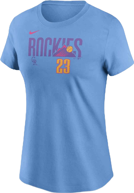 Women's Kris Bryant Light Blue Colorado Rockies 2025 City Connect Fuse Name Number T-Shirt
