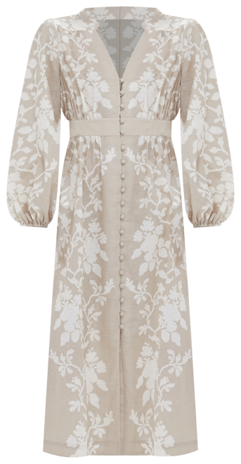 Sand Floral Stripe Serena Dress
