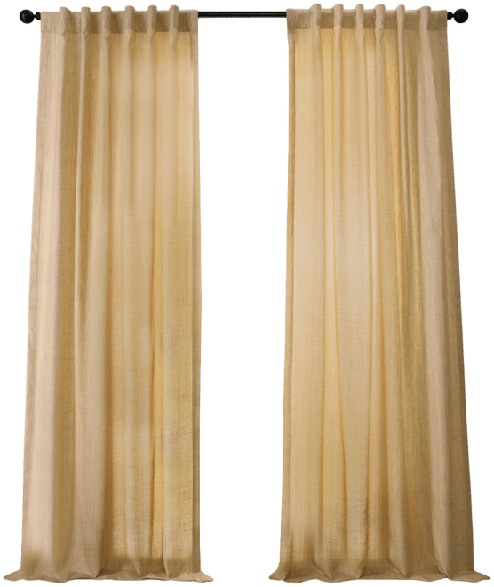 Rustic Weave Linen Curtains (2 Panels) Sheer Window Curtains Panel Set, Rod Pocket Curtains, 50 inches Wide Linen Drapes