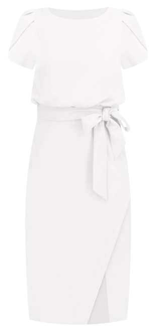 Women's Tulip-Sleeve Tie-Waist Sheath Dress