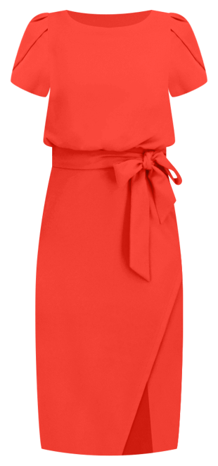 Women's Tulip-Sleeve Tie-Waist Sheath Dress