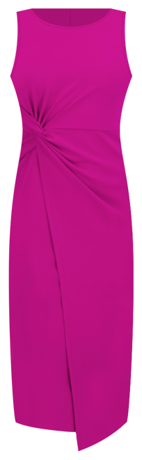 Women's Ruched Side-Twist Sleeveless Midi Dress