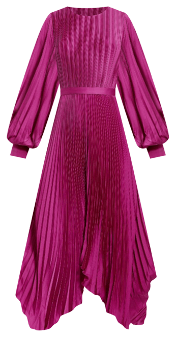 Women's Long Sleeve Pleated Handkerchief Dress