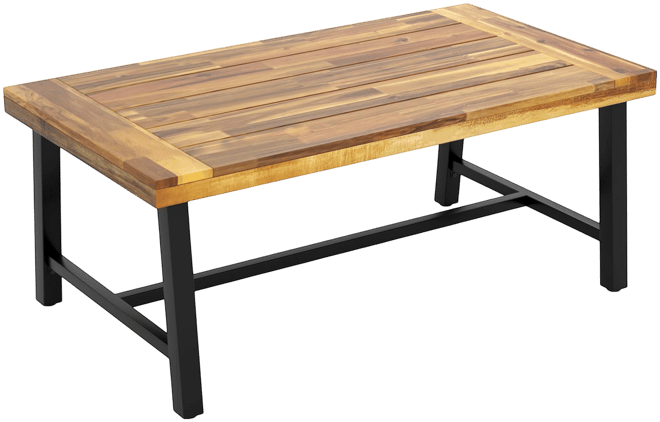 Heavy-Duty Metal Leg Acacia Wood Coffee Table with Reinforced Thickened Top
