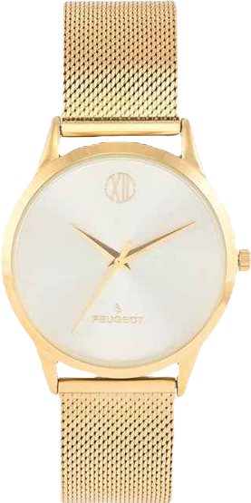 Men's 40mm Wafer Slim Champagne Dial Gold Plated Case Watch with Mesh Band