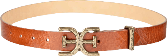 Women's Hammered Double-e Logo Plaque Buckle Belt