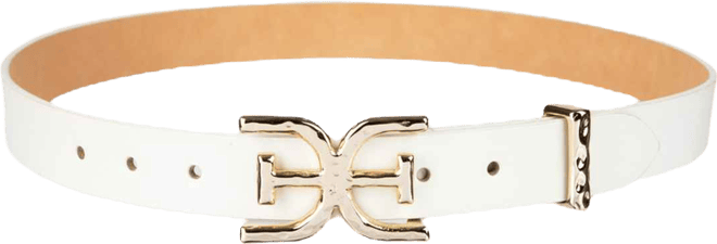 Women's Hammered Double-e Logo Plaque Buckle Belt