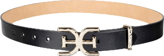 Women's Hammered Double-e Logo Plaque Buckle Belt