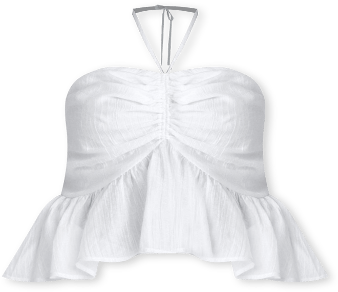 Women's Plus Size Shirred Halter Peplum Top