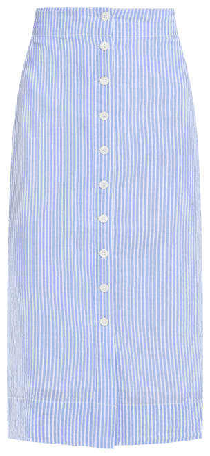 Blue and White Button Front Skirt