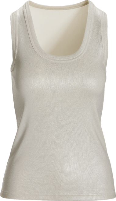 Metallic Scoop Neck Tank Top Silver
