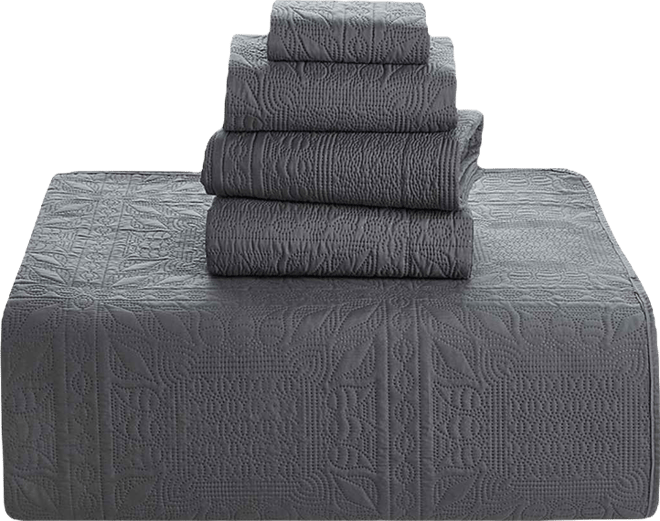 Grid Embossed 5-Pc. Quilt Set, Full/Queen