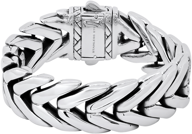 Men's Heavy Oxidized Stainless-Steel Wheat Chain Bracelet