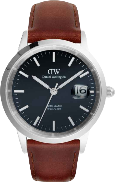 Men's Automatic Brown Leather Watch, 40mm