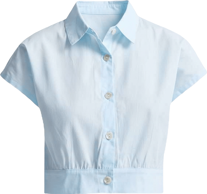 Women's Oversized Crop Shirt in Summer Blue