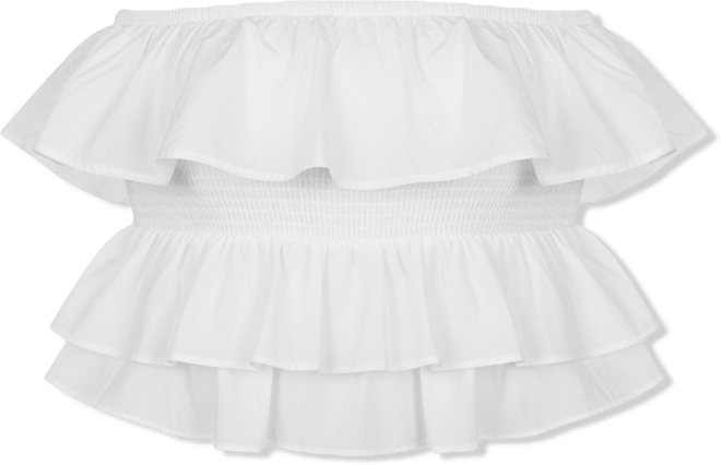 Women's Mixed Media Ruffled Strapless Top