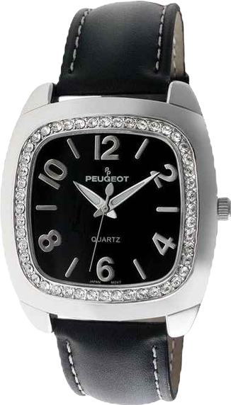 Women's Black Boyfriend Watch 40mm Crystal Bezel Leather Strap