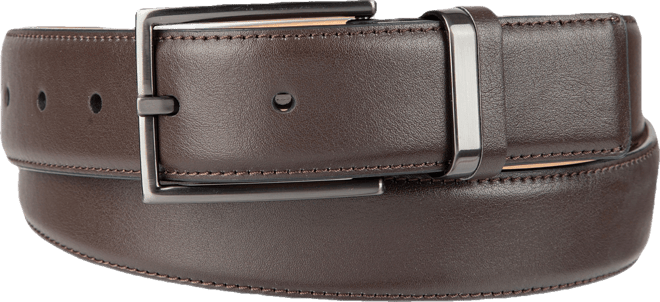 Men's Burnished Edge and Metal Loop Dress Belt, Created for Macy's