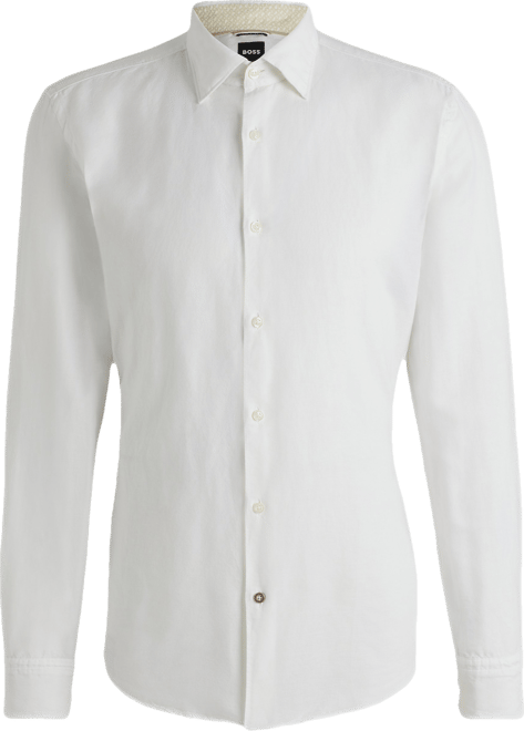 Boss by  Men's Linen-Cotton Chambray Regular-Fit Dress Shirt