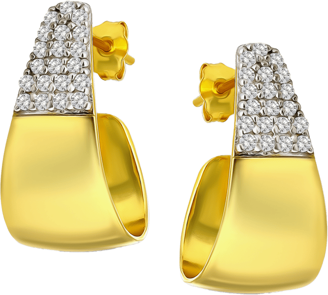 Cubic Zirconia J-Shaped Hoop Earrings in Sterling Silver, Exclusively at Macy's