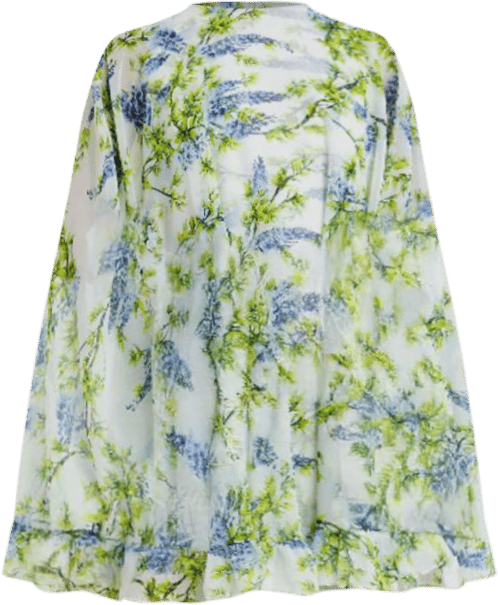 floral print high neck ruffle hem cape mini dress Mac Duggal Floral Print High Neck Ruffle Hem Cape Mini Dress