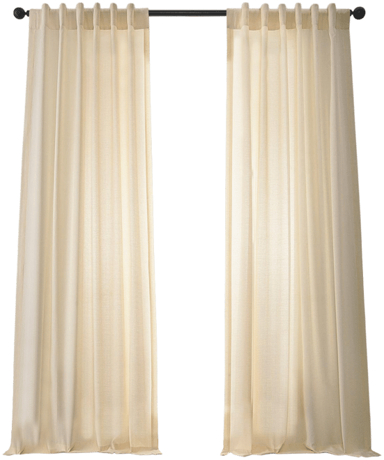Rustic Weave Linen Curtains (2 Panels) Sheer Window Curtains Panel Set, Rod Pocket Curtains, 50 inches Wide Linen Drapes