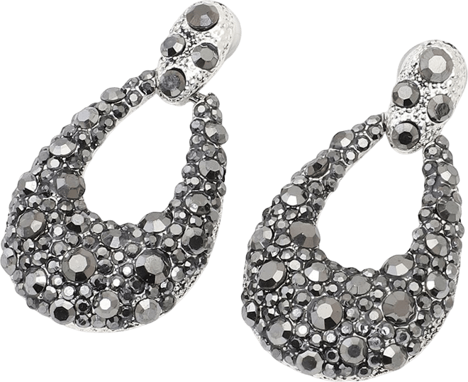 Women's Silver Embellished Cluster Teardrop Earrings