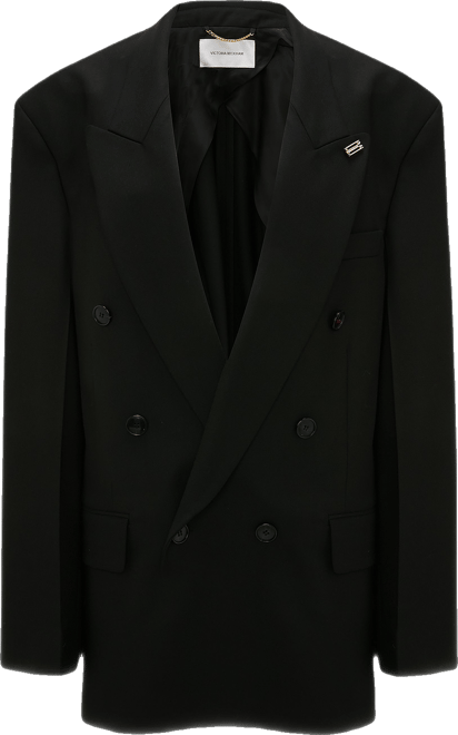 Relaxed Double Breasted Jacket In Black