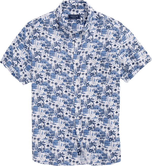 Gasparilla Scene Linen Blend Short-Sleeve Shirt