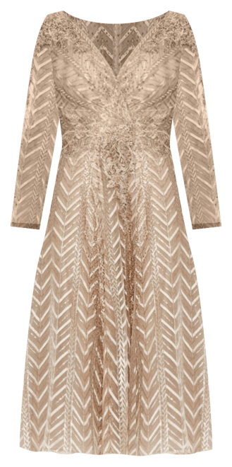 Women's Embellished Long Sleeve Wrap Over Dress