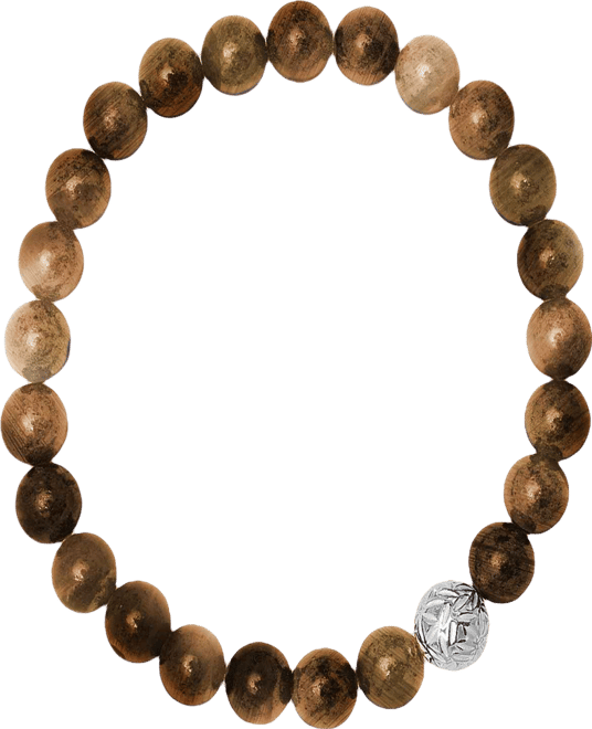 Men's Tiger Eye Beads and Sterling Silver Bead Stretch Bracelet