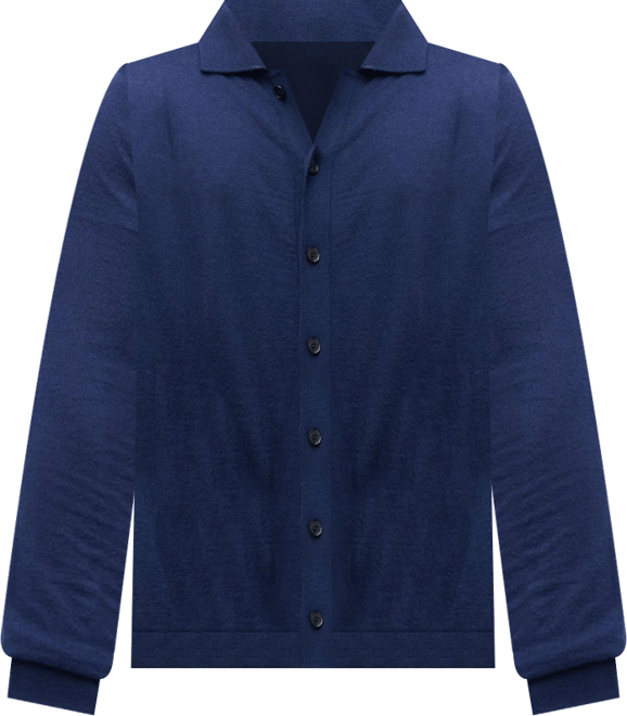 Men's Cashmere Silk Polo-Neck Cardigan