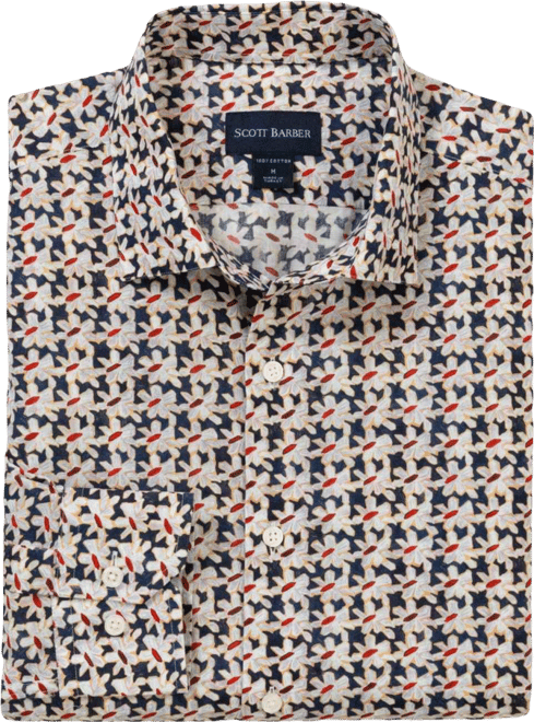 Men's Voile Flower Print, Navy
