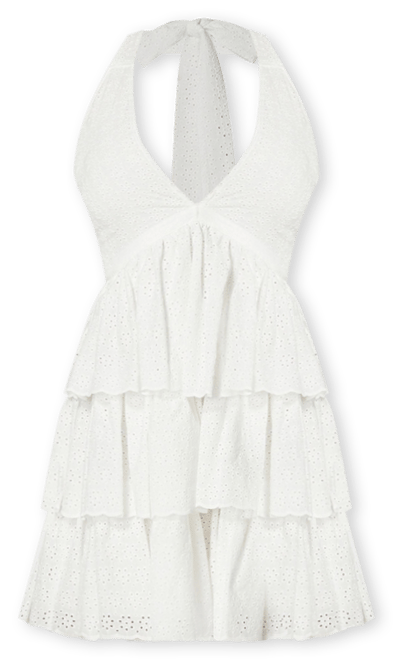 Women's Tiered Eyelet Halter Dress