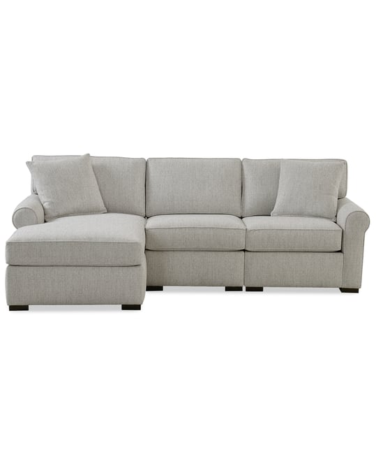 Radley Roll Arm 98" 3-Pc. Fabric Chaise Sectional, Exclusively at Macy's