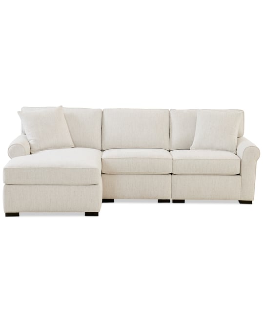 Radley Roll Arm 98" 3-Pc. Fabric Chaise Sectional, Exclusively at Macy's